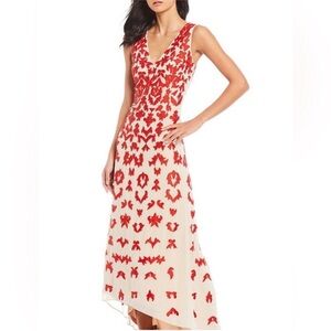 Gianni Bini Nude and Red Embroidered Slip Dress